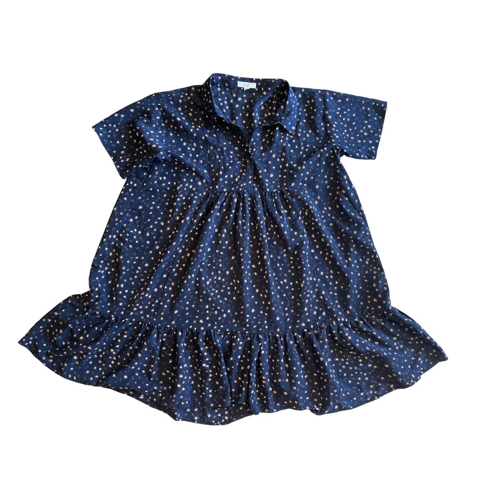 Easel Los Angeles Leopard Print Tiered Babydoll Dress Short Sleeve Ruffle S‎